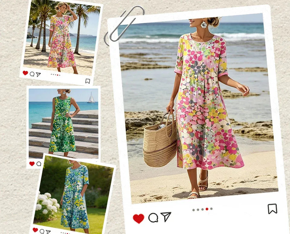 BloomWash – Watercolor Floral Milk Silk Dress