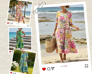 BloomWash – Watercolor Floral Milk Silk Dress