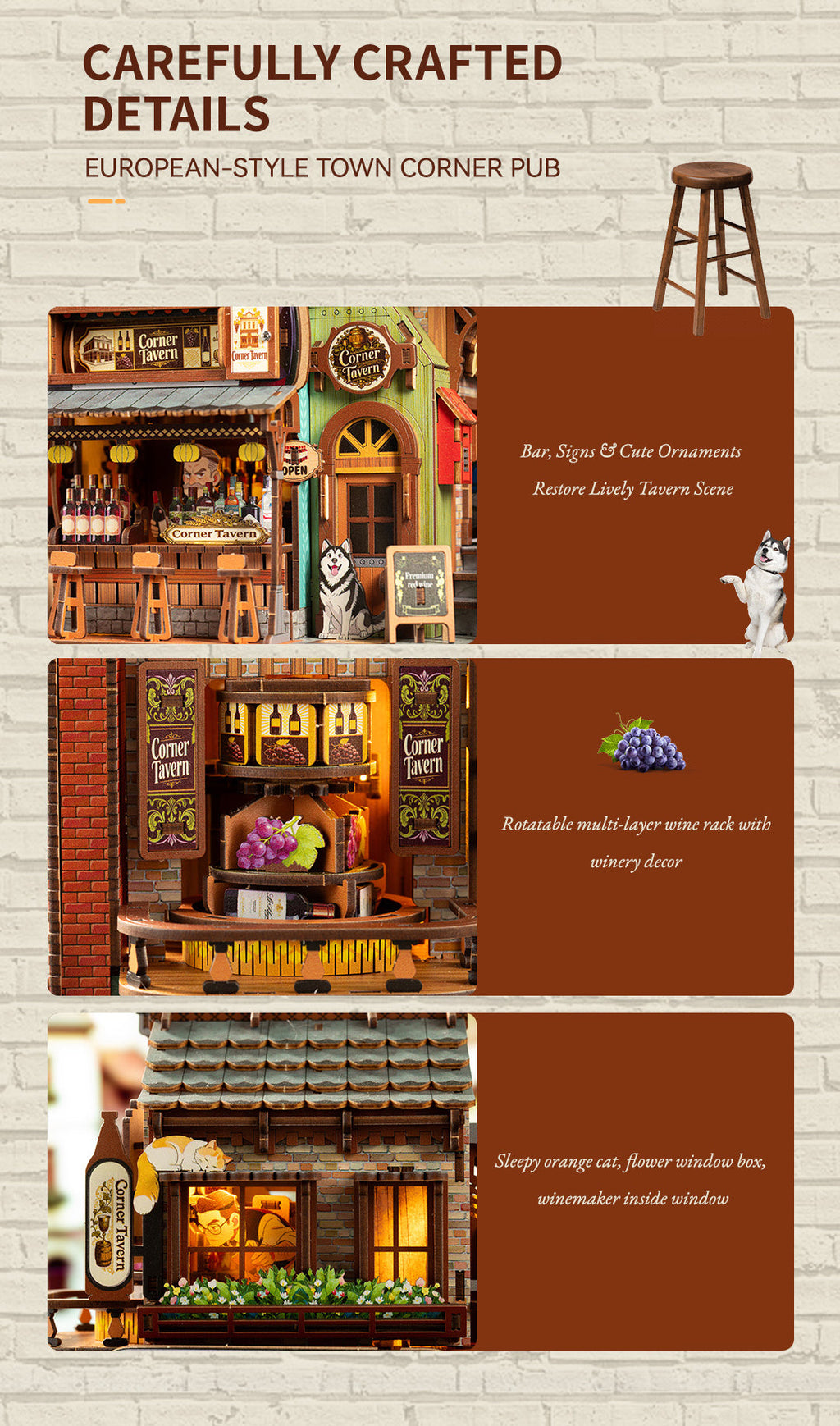 Corner Tavern bar, sleeping cat, dog and warm window details