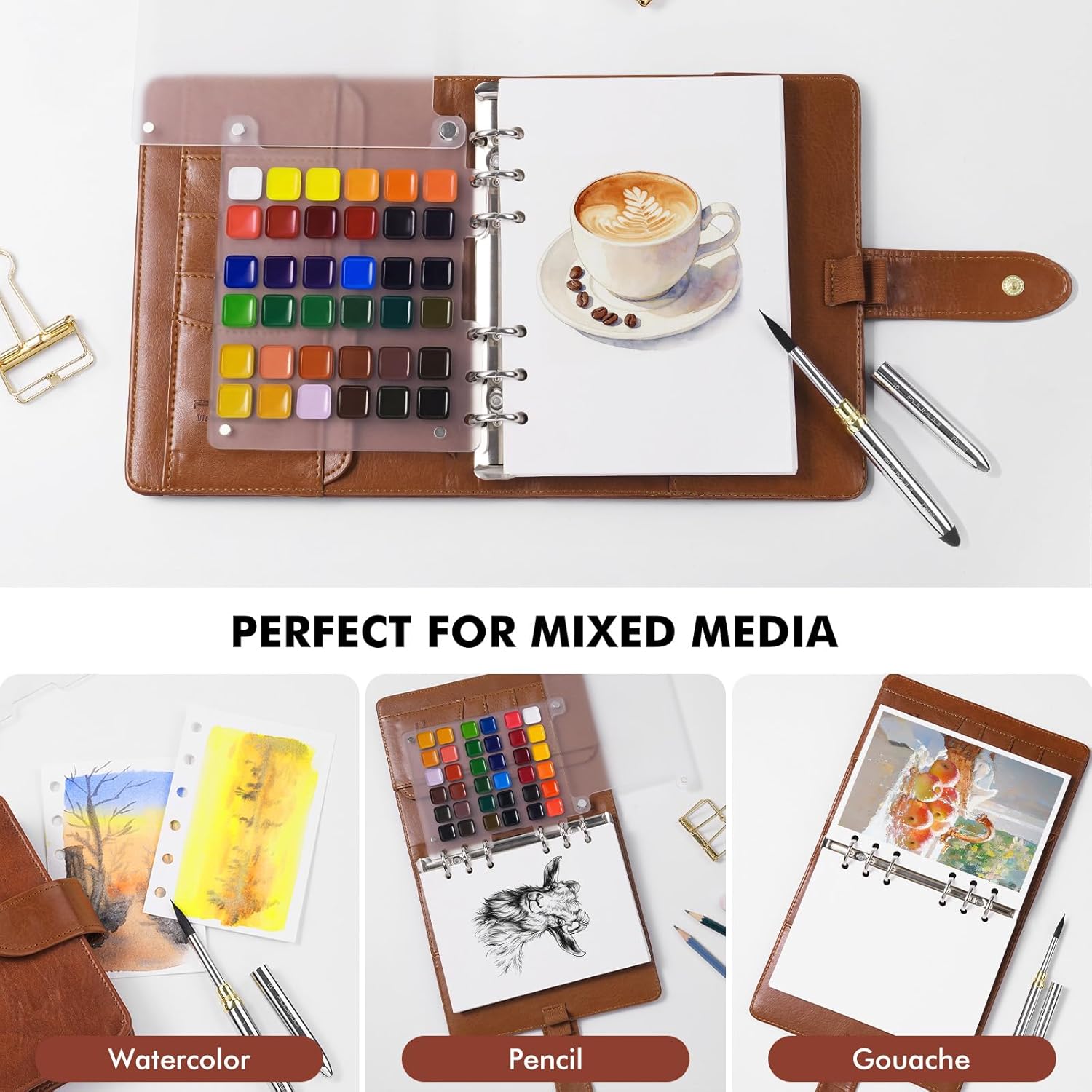 WanderPalette – Ring-Bound Watercolor Travel Set with Cotton Paper