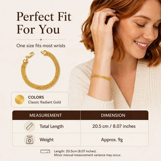 AuraWeave – 📢📢 ⏰14K Gold-Plated Wide Woven Mesh Bracelet