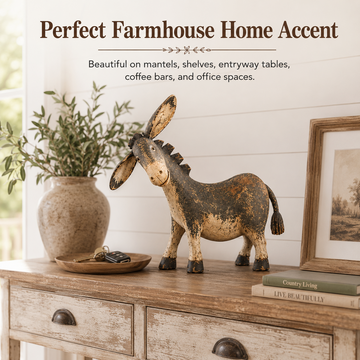 Rustic donkey figurine size and scale reference