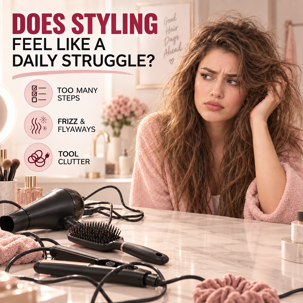 GlideAir – 🔥 2-in-1 Hot Air Brush & Hair Dryer for Fast Drying, Straightening & Everyday Styling