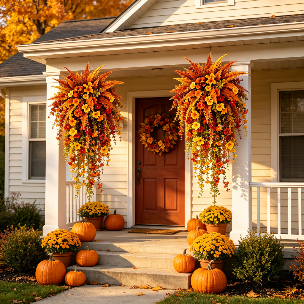 HarvestCascade – 💥🍂 Artificial Fall Harvest Hanging Basket for Autumn Porch & Door Decoration