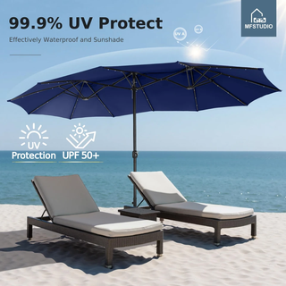 GlowCanopy – 15ft Double-Sided Patio Umbrella with Solar Lights