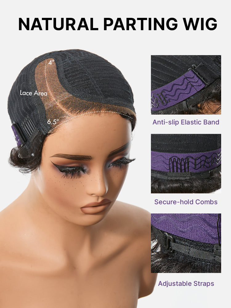 CurlCrown – Beginner-Friendly Natural Black Roll Curl Glueless Pixie Cut Wig with Pre-Cut HD Lace