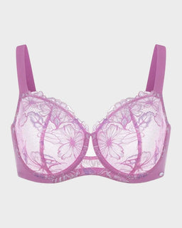 LaceBalance – Floral Lace Plus Size Unlined Minimizer Bra