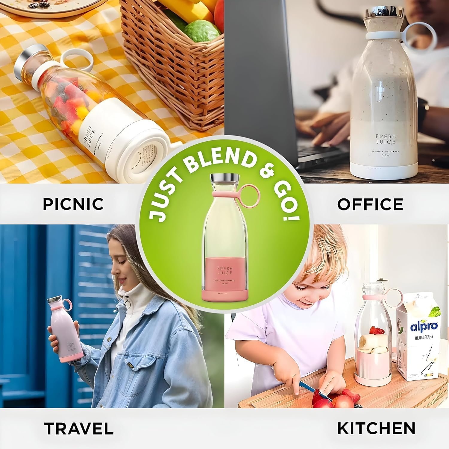 BlendGo – Portable USB Rechargeable 6-Blade Blender Bottle