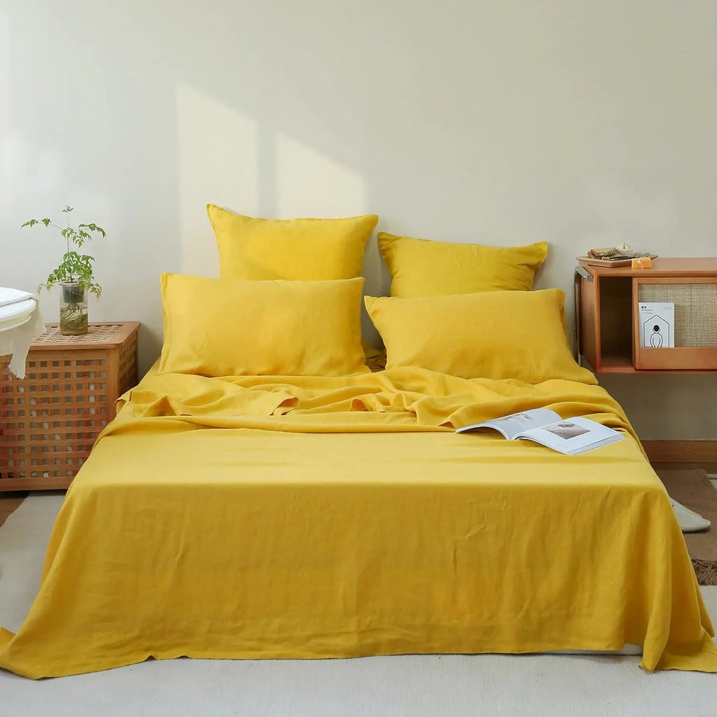 LinenDrift – 100% Linen 4-Piece Bed Sheet Set, Breathable & Moisture-Wicking