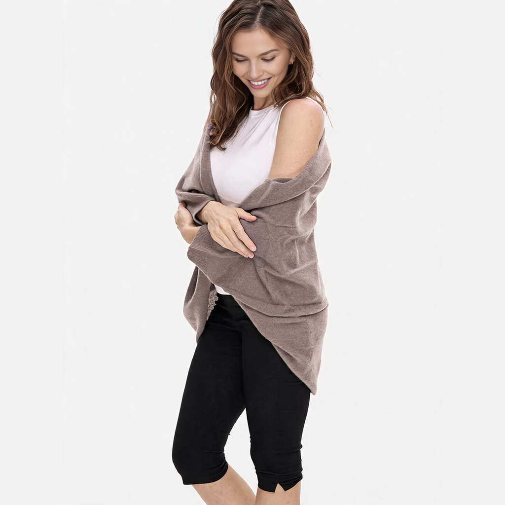 CozyDrape – 100% Merino Wool Wrap with Built-In Sleeve Openings