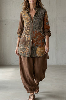 NatalieDrape – Women's Vintage Paisley Shirt and Trouser Set