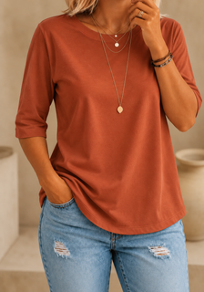 CalveraComfort – Women's Essential Round-Neck Cotton Tee