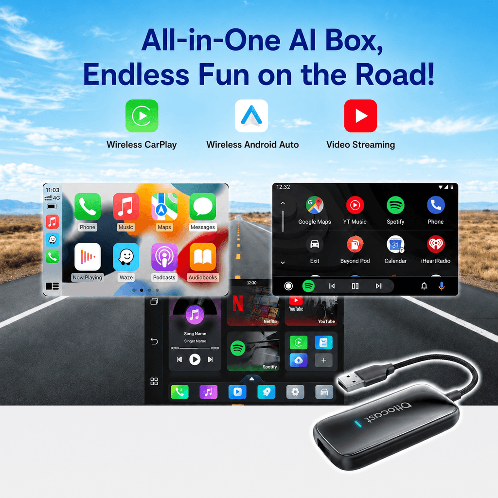 StreamDash – Play2Video Ultra Car Streaming Box with Wireless CarPlay & Android Auto