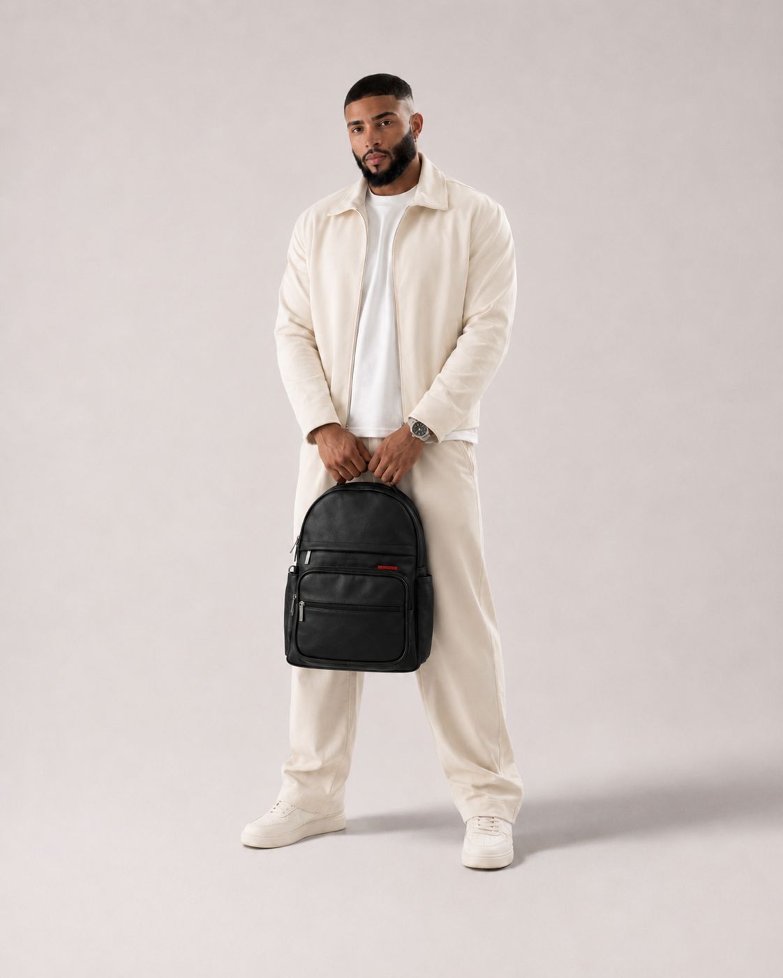 RedCore – Black Vegan Leather Laptop Backpack
