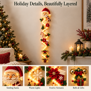 YuleGlow – 🎄 Glowing Christmas Door Hanger with 6 Festive Lighted Designs & Space-Saving Vertical Décor ✨