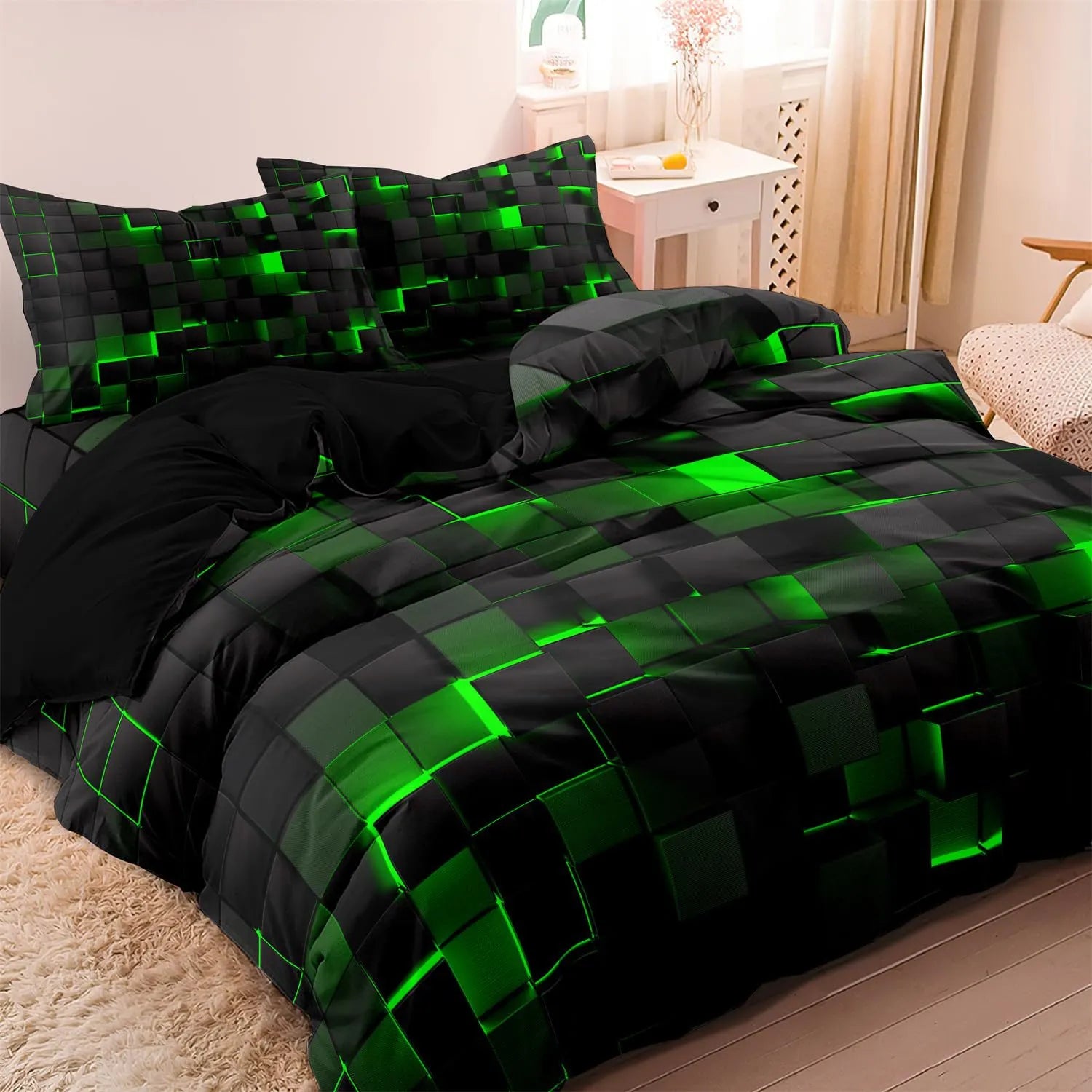 Contemporary bedroom decor featuring Velura 3D cover set for a sleek modern look