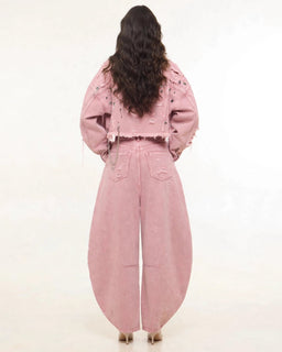 BarrelBloom – High-Rise Barrel Cut Wide-Leg Denim