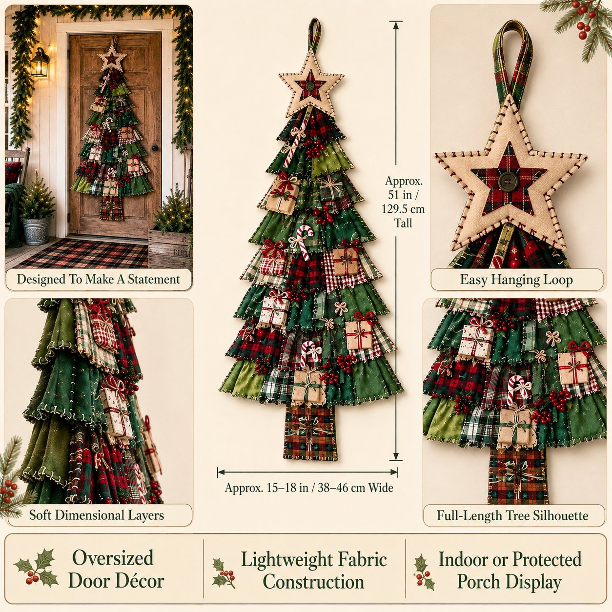PatchworkWelcome – Beginner-Friendly Oversized DIY Tree Door Hanging Kit