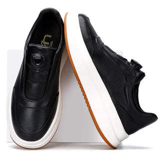 DialStride – Genuine Leather Round-Toe Casual Sneakers