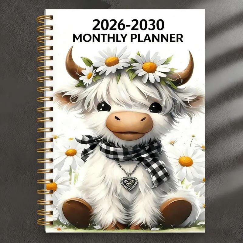 MooPlan – 🐮 2026–2030 Monthly Planner ✨ Cute Highland Cow 5-Year Calendar with Large Monthly Blocks