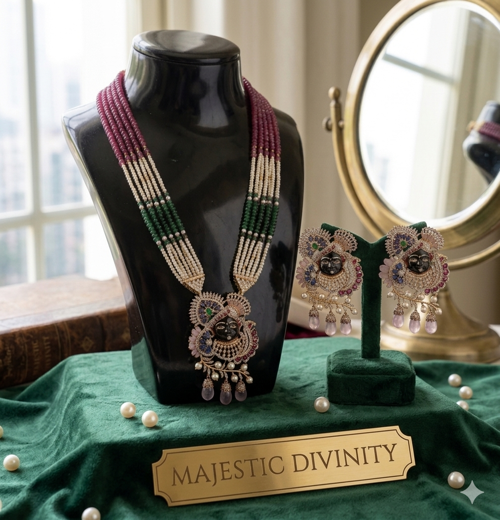 ShyamHeritage – Krishna Temple Pearl Necklace