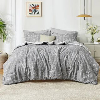 BloomNest – Reversible Botanical Floral Comforter Set with Pillow Shams