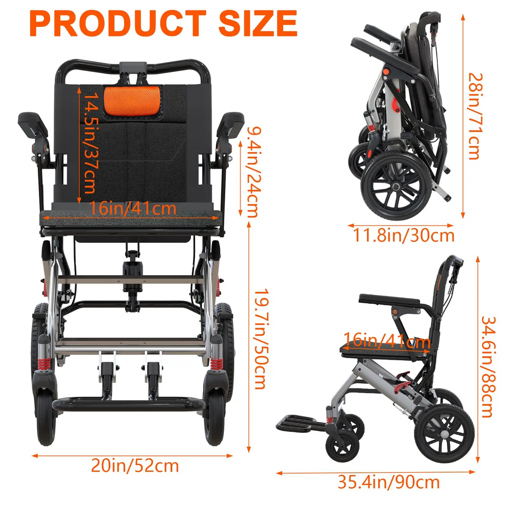 GlideFold – Lightweight Folding Transport Wheelchair for Seniors