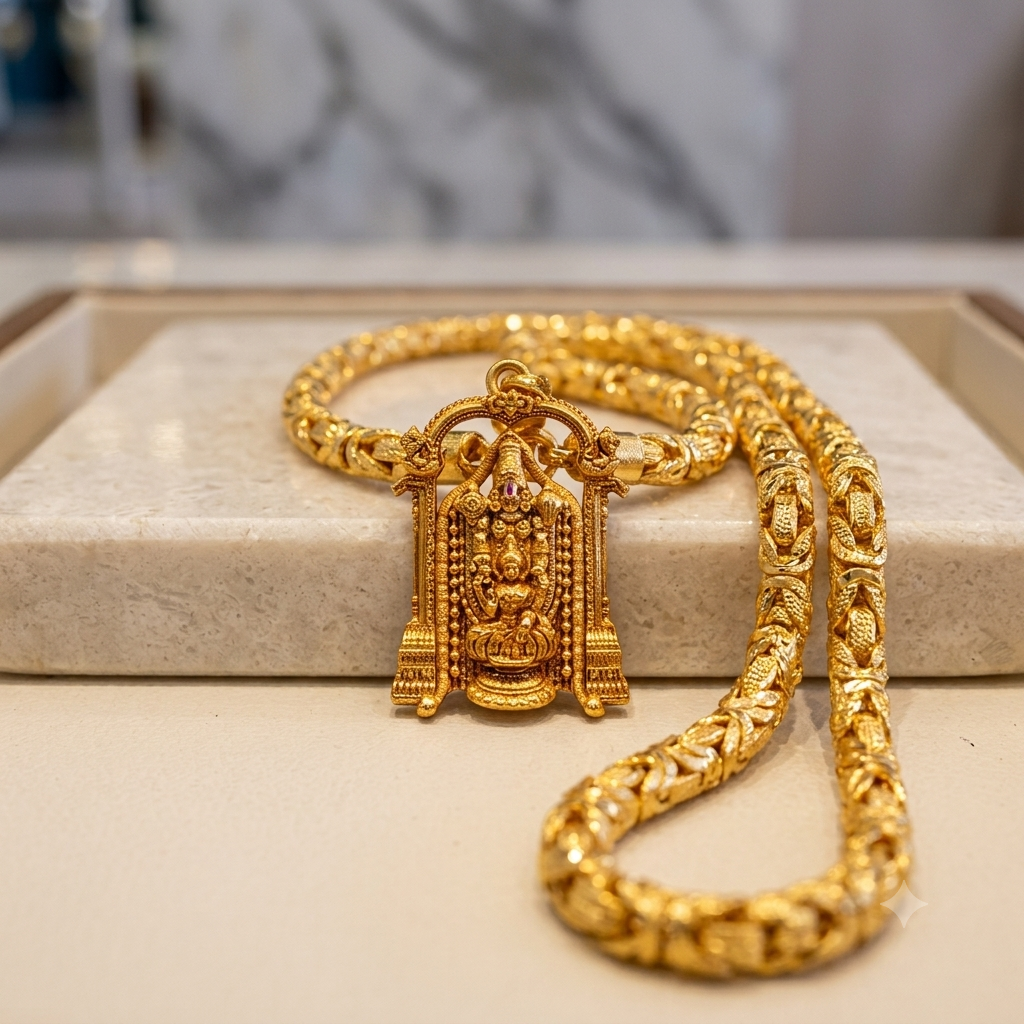 BalajiGrace – Traditional Venkateshwara Swamy Gold Pendant