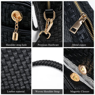 CheckWeave – Chic Checkered Woven Top Handle Crossbody Shoulder Bag in Vegan Leather