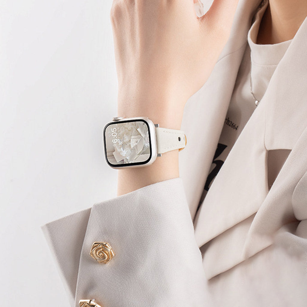 CharmCurve – Slim Genuine Leather Apple Watch Strap with Metal Charm