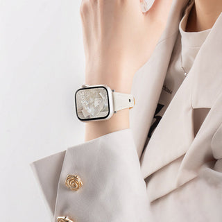 CharmCurve – Slim Genuine Leather Apple Watch Strap with Metal Charm