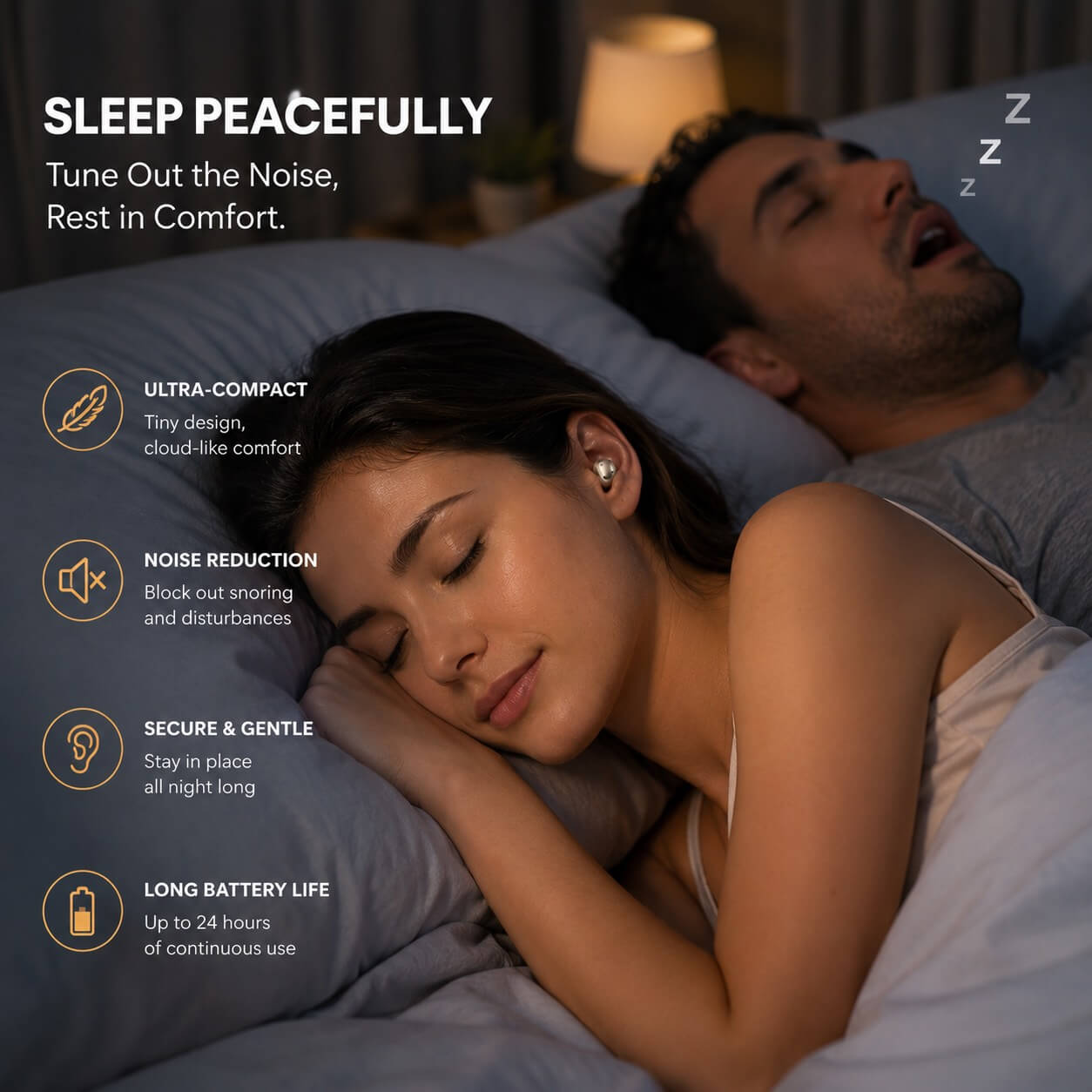 DayNest – Dual Clip-On and Sleep Earbuds with Charging Case