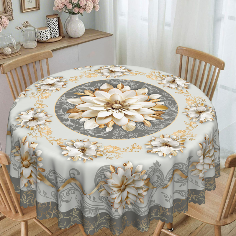 FloraGuard – Waterproof Embossed Floral Tablecloth