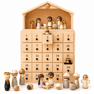 NativityJoy – 2026 Wooden Nativity Advent Calendar with 24-Day Countdown & Story Book