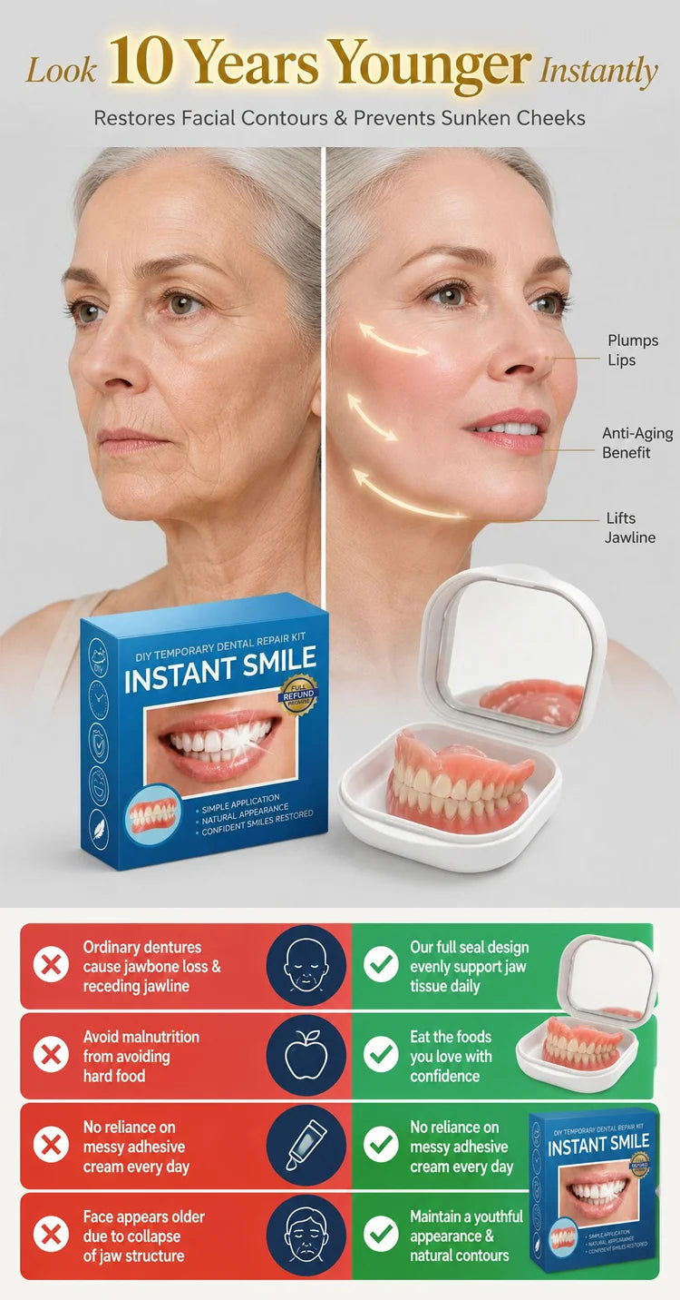 InstantSmile – DIY Temporary Denture Kit with Mirror Storage Case
