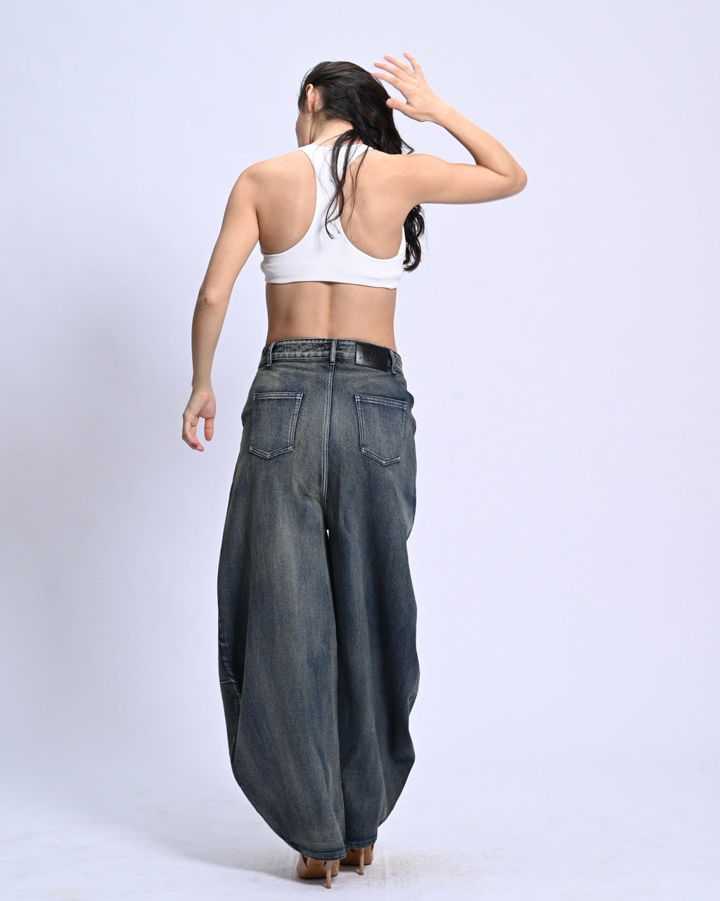 BarrelBloom – High-Rise Barrel Cut Wide-Leg Denim