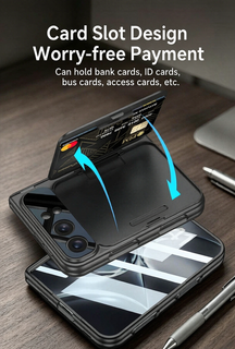 ⭐PrismFold – Magnetic Leather Wallet Stand Case with Screen Glass Film for iPhone Duo