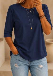 CalveraComfort – Women's Essential Round-Neck Cotton Tee