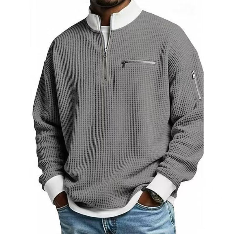 ZipCrest – Men's Casual Stand-Up Collar Contrast-Zip Sweatshirt