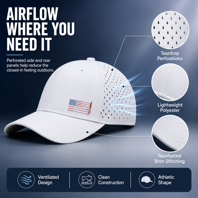 BreezeRound – Quick-Dry Perforated Golf Trucker Cap, Breathable & Adjustable