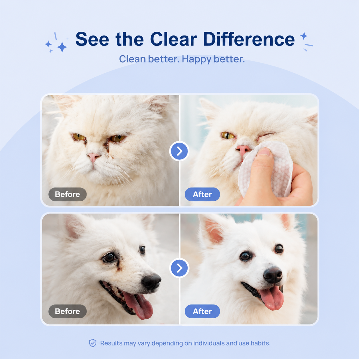 ClearPaw – Gentle Tear-Stain Eye Wipes for Dogs and Cats