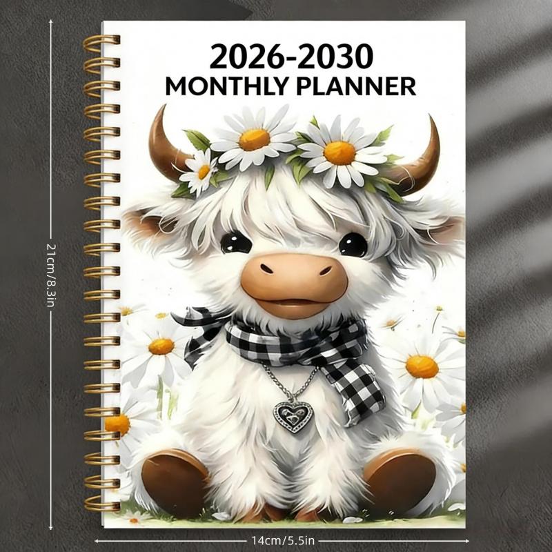MooPlan – 🐮 2026–2030 Monthly Planner ✨ Cute Highland Cow 5-Year Calendar with Large Monthly Blocks
