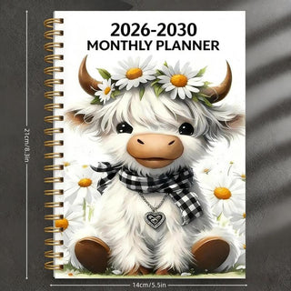 MooPlan – 🐮 2026–2030 Monthly Planner ✨ Cute Highland Cow 5-Year Calendar with Large Monthly Blocks