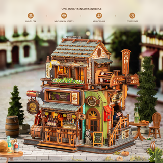 TavernTwist – Corner Tavern DIY Mechanical Wooden Model Kit