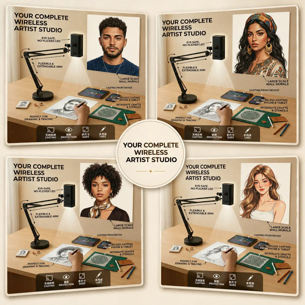TraceCraft – Wireless Art Tracing Projector with 360° Flexible Arm