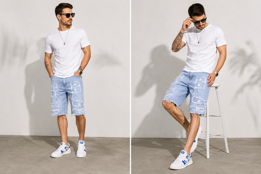 ⚡FrayDenim – Raw Hem Denim Shorts with Rips