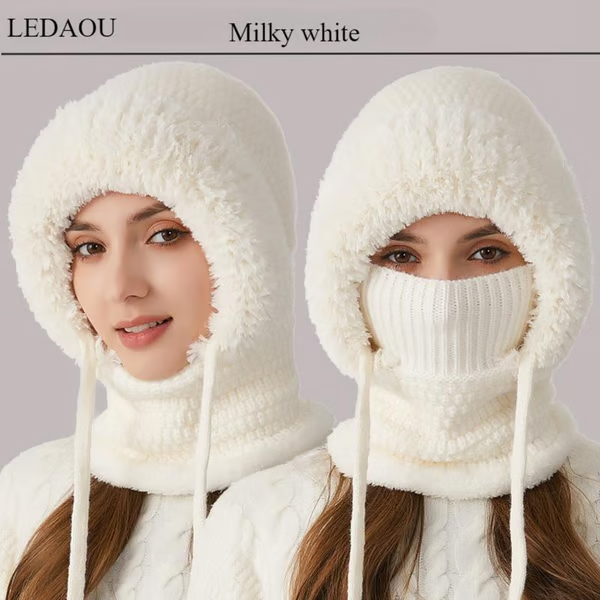 CozyHood – 💥🎁 Plush-Lined Knit Hooded Balaclava with Built-In Scarf