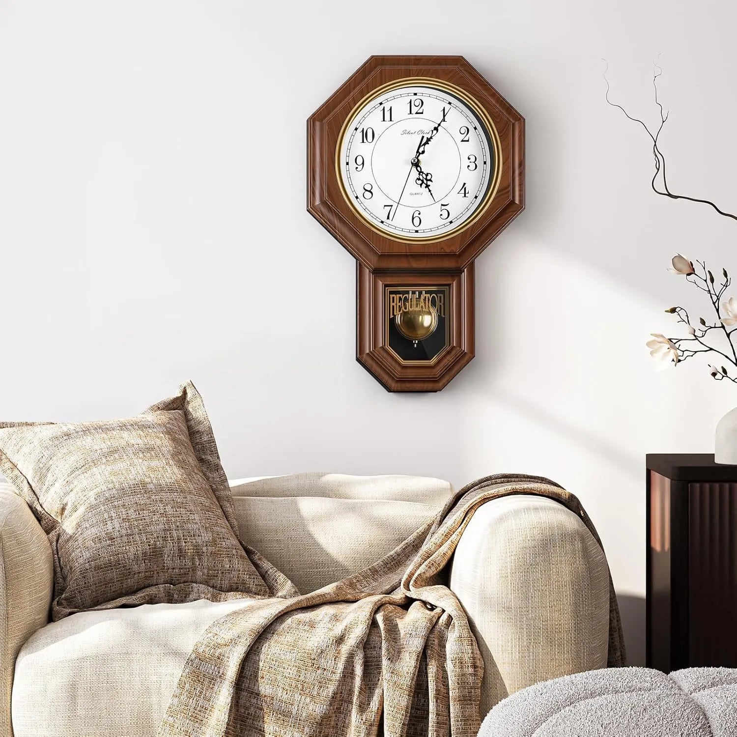 RegalTock – Battery-Operated Vintage Pendulum Regulator Wall Clock