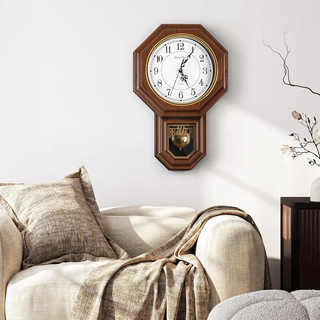 RegalTock – Battery-Operated Vintage Pendulum Regulator Wall Clock