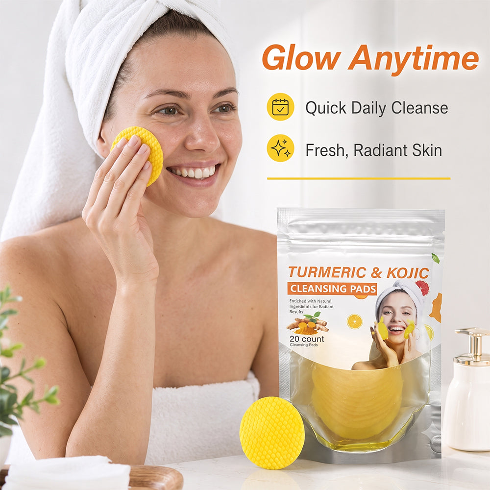 TurmeriGlow – Turmeric & Kojic Acid Cleansing Pads, 20 Pieces🟡